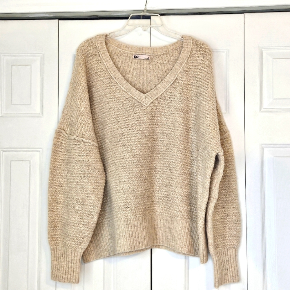 Cozy Beige V-Neck Sweater